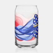 Rode, Witte en Blauwe strik Blikvorm Glas (Voorkant)