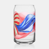 Rode, Witte en Blauwe strik Blikvorm Glas (Achterkant)