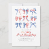 Rode, witte en blauwe strikken vierde van juli ver kaart (Voorkant)