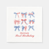 Rode, witte en blauwe strikken vierde van juli ver servet (Voorkant)