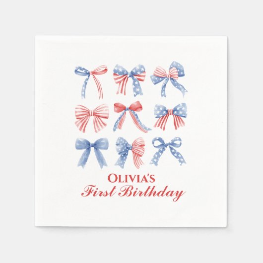 Rode, witte en blauwe strikken vierde van juli ver servet (Voorkant)