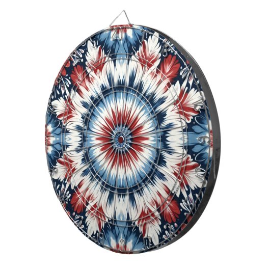 Rode, witte en blauwe Stropdas-kleurstof Dartbord (Voorkant Rechts)