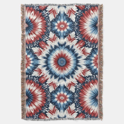 Rode, witte en blauwe Stropdas-kleurstof Deken (Voorkant Verticaal)