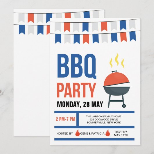 Rode Witte en Blauwe Uitnodiging (Voorkant / Achterkant)