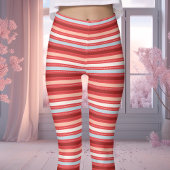 Rode, witte en blauwe Valentijnsdag gestreept Leggings