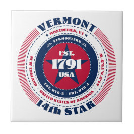 Rode, witte en blauwe Vermont keramische Tegel Tegeltje