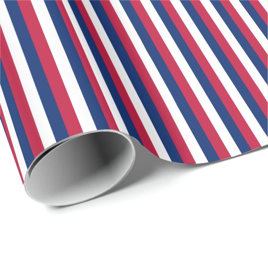 Rode, Witte en Blauwe Verticale Streep Cadeaupapier (Rol Hoek)