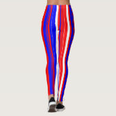 Rode witte en blauwe verticale strepen leggings (Achterkant)