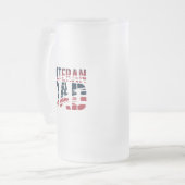 Rode, witte en blauwe veteraan vader matglas bierpul (Voorkant links)