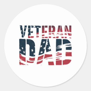 Rode, witte en blauwe veteraan vader ronde sticker