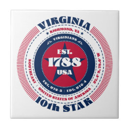 Rode, witte en blauwe Virginia keramische Tegel Tegeltje