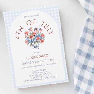 Rode witte en blauwe vlag 4 juli zomerfeest kaart