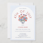 Rode witte en blauwe vlag 4 juli zomerfeest kaart (Voorkant)