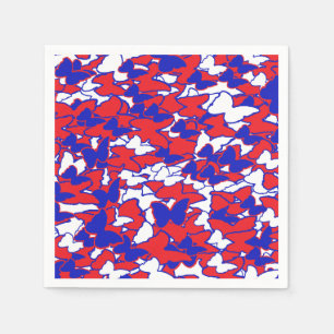 Rode, witte en blauwe vlinder bord voor picknick servet