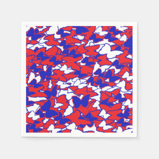 Rode, witte en blauwe vlinder bord voor picknick servet