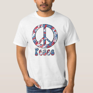 Rode, witte en blauwe vrede t-shirt