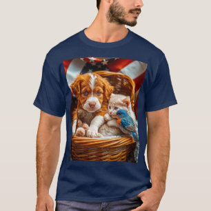 Rode, witte en blauwe vrienden t-shirt