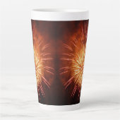 Rode, Witte en Blauwe Vuurwerk I Patriottisch Latte Mok (Voorkant)