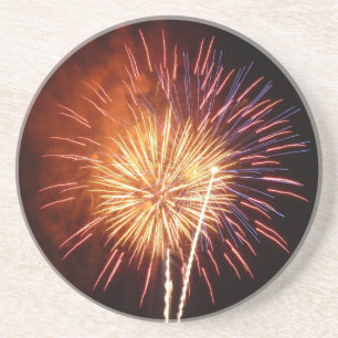 Rode, Witte en Blauwe Vuurwerk I Patriottisch Zandsteen Onderzetter
