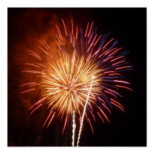 Rode, Witte en Blauwe Vuurwerk I Perfect Poster (Voorkant)