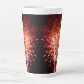 Rode, Witte en Blauwe Vuurwerk II Patriottisch Latte Mok (Voorkant)