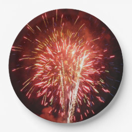 Rode, Witte en Blauwe Vuurwerk II Patriottisch Papieren Bordje