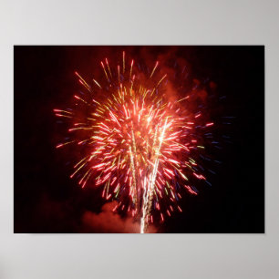 Rode, Witte en Blauwe Vuurwerk II Patriottisch Poster
