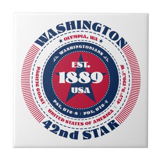 Rode, witte en blauwe Washington keramische Tegel Tegeltje (Voorkant)