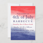 Rode Witte en Blauwe Waterverf Patriottische Invit Kaart (Voorkant)