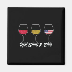 Rode witte en blauwe wijn Gles vrouwen 4 juli PA Magneet