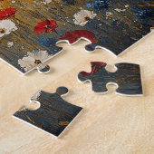 Rode witte en blauwe wilde bloemen legpuzzel (Zijkant)