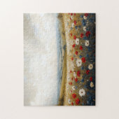 Rode witte en blauwe wilde bloemen legpuzzel (Verticaal)
