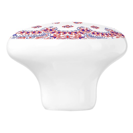 Rode witte en blauwe zakdoeken keramische knop (Zijkant)