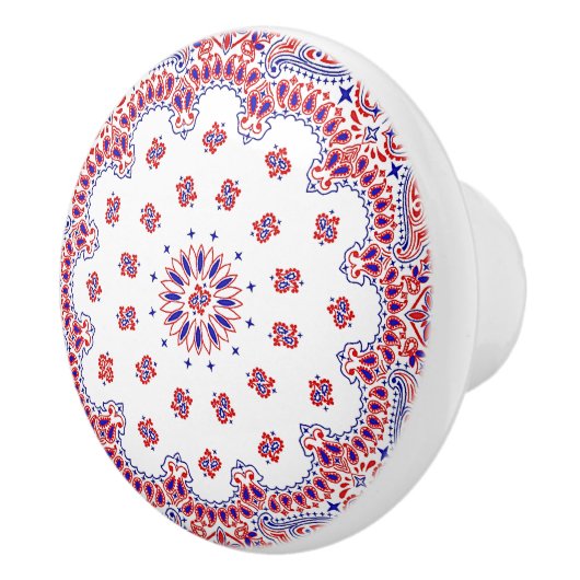 Rode witte en blauwe zakdoeken keramische knop (Rechts)