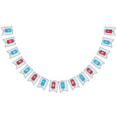 Rode, witte en blauwe zomerpopulatie Happy Birthda Vlaggetjes (Alle)