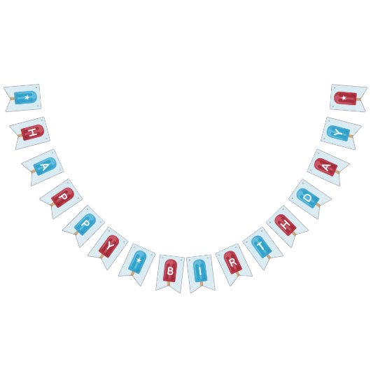 Rode, witte en blauwe zomerpopulatie Happy Birthda Vlaggetjes (Alle)