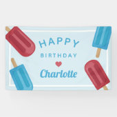 Rode Witte en Blauwe Zomp Kinderen van Birthday Spandoek (Horizontaal)