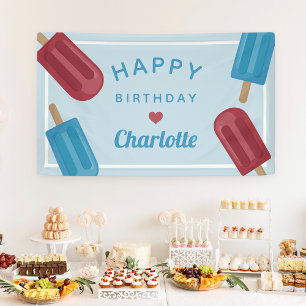 Rode Witte en Blauwe Zomp Kinderen van Birthday Spandoek