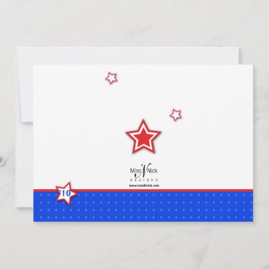 Rode witte en blauwe zonnebril Uitnodiging (Achterkant)