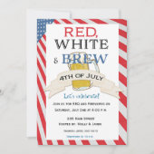 Rode Witte en Brouw Vier Juli Uitnodiging (Voorkant)