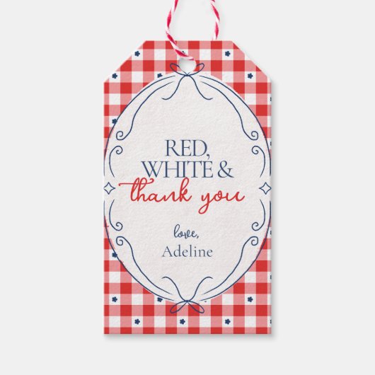 Rode Witte en Dank Je Feest Favor Tags Cadeaulabel (Voorkant)