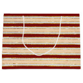 Rode, witte en gouden folie kerststrepen groot cadeauzakje (Voorkant)