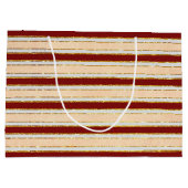 Rode, witte en gouden folie kerststrepen groot cadeauzakje (Achterkant)