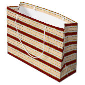 Rode, witte en gouden folie kerststrepen groot cadeauzakje (Achterkant Gekanteld)