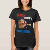 Rode Witte en Gouden Retriever Patriottische Ameri T-shirt (Voorkant)