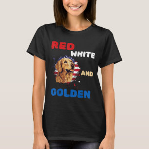 Rode Witte en Gouden Retriever Patriottische Ameri T-shirt