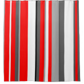 Rode witte en grijze strepen douchegordijn (Voorkant)