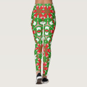 Rode, witte en groene Kaleidoscopen Leggings (Achterkant)