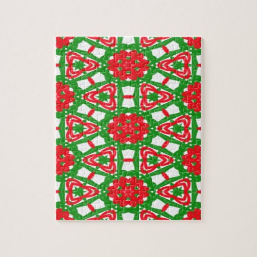 Rode, witte en groene Kaleidoscopen Legpuzzel (Verticaal)