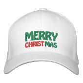 Rode witte en groene kerst geborduurde pet (Voorkant)